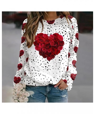 Valentine Sweatshirt Women Cute Love Heart Print Graphic Shirt Pullover Crewneck Long Sleeve Tops Loose Funny Comfy E-red $7....