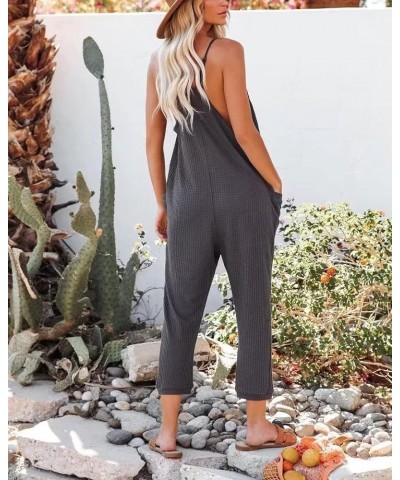 Women's Casual Solid Lace Tank Jumpsuits V-Neck Spaghetti Strap Romper Sleeveless Long Jumpsuit Z1 Deep Grey $13.74 Jumpsuits