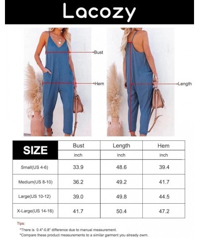 Women's Casual Solid Lace Tank Jumpsuits V-Neck Spaghetti Strap Romper Sleeveless Long Jumpsuit Z1 Deep Grey $13.74 Jumpsuits