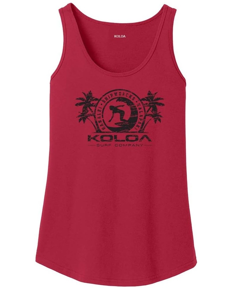 Koloa Surfer Girl Logo WomensTankTops in 27 Colors. Adult Sizes: S-4XL Red / Black $12.32 Tanks