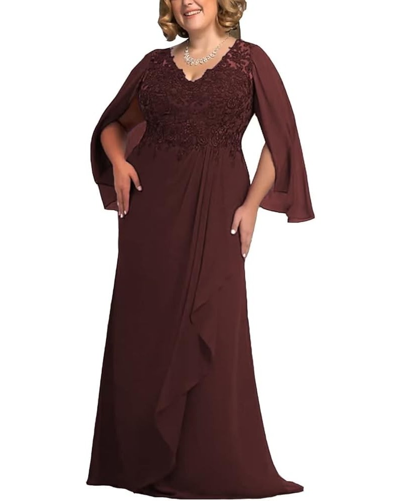 Plus Size Chiffon Mother of The Bride Dress for Wedding Guest Lace Appliques Formal Evening Dress LD0289 Burgundy $23.10 Dresses