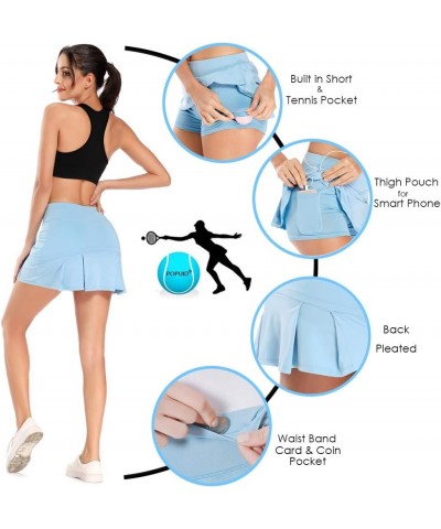 Women Pleated Active Athletic Skorts with Hidden Pocket Tennis Golf Fitness Skirts Built in Shorts Black $13.10 Skirts