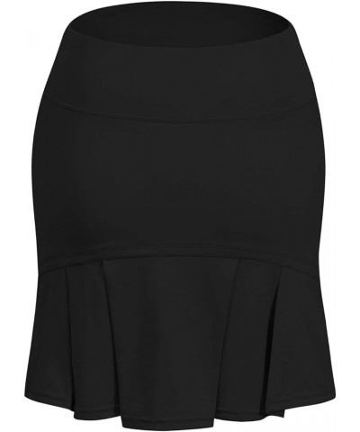 Women Pleated Active Athletic Skorts with Hidden Pocket Tennis Golf Fitness Skirts Built in Shorts Black $13.10 Skirts