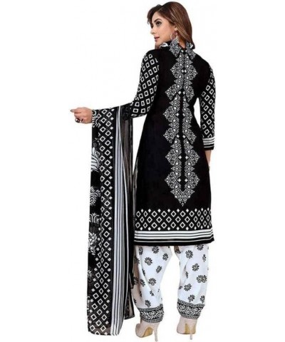 Readymade Blk Punjabi Salwar Suit of Printed Crepe Fabric with Chiffon Dupatta for Women Black -30 $22.20 Suits