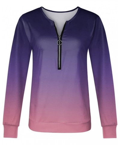 Womens Going out Tops,Women Fashion Long Sleeve Quarter Zip Sweatshirt Half Zipper Casual Loose Pullover Tops Purple-3 $8.10 ...