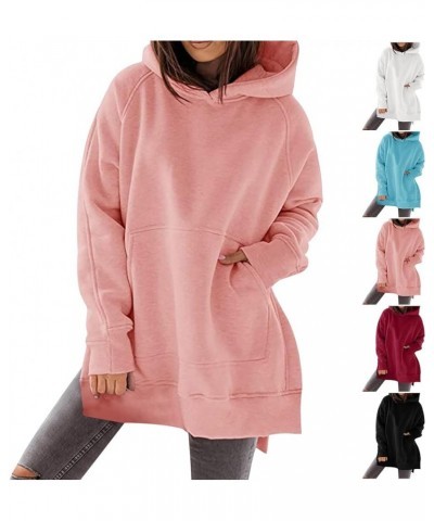 Women's Hooded Sweatshirt Fleece Lined Crewneck Sweatshirts Side Split Hoodies Pullover Fall Loose Fit Long Sleeve Tops A0002...