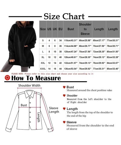 Women's Hooded Sweatshirt Fleece Lined Crewneck Sweatshirts Side Split Hoodies Pullover Fall Loose Fit Long Sleeve Tops A0002...