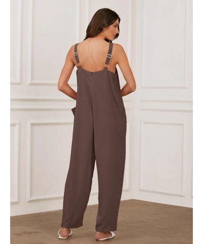 Women's 2024 Overalls Jumpsuit Casual Loose Sleeveless Adjustable Strap Rompers Outfits with Pockets Coffee $17.86 Overalls