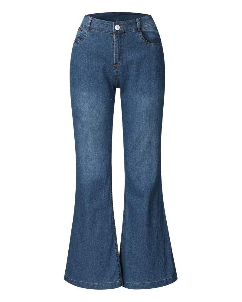 Bootcut Jeans Women's Mid-Waist Butt-Lifting Stretch Skinny Denim Pants Pocket Solid Lace Up Flared Trousers Dark Blue_19 $12...