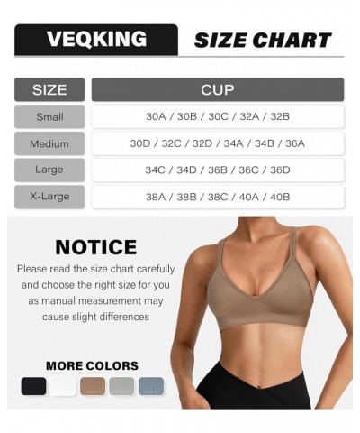 Strappy Women Sports Bra V-Neck Criss Cross Back Padded Yoga Bra Seamless Workout Bras Spaghetti Strap Bralettes 3pack(black+...