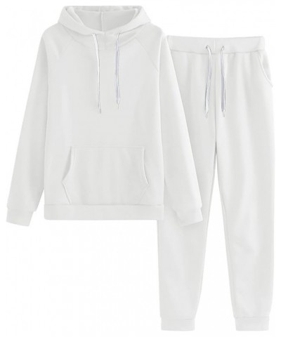 Cute Joggers For Women 2 Piece Set Long Sleeve Sweatshirt Hoodie Jogging Pants Holiday Comfy Outfits With Pockets A1white $10...