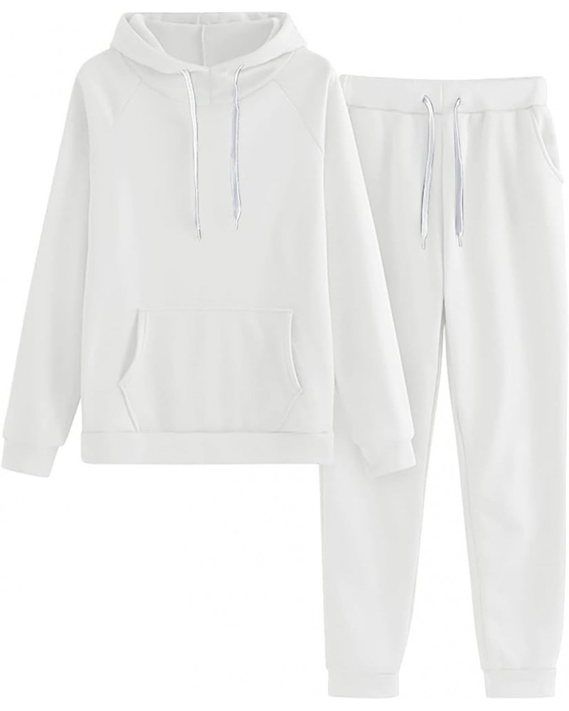 Cute Joggers For Women 2 Piece Set Long Sleeve Sweatshirt Hoodie Jogging Pants Holiday Comfy Outfits With Pockets A1white $10...