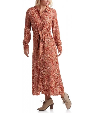 Women's Dress - Casual Front Button Long Sleeve Midi Shirt Dress - Flowy Tie Waist Dress for Women (S-XL) Praline Floral $29....