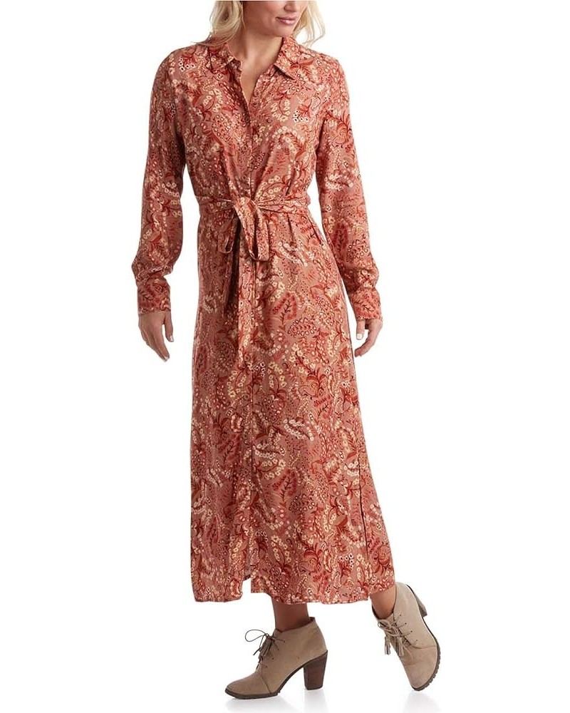 Women's Dress - Casual Front Button Long Sleeve Midi Shirt Dress - Flowy Tie Waist Dress for Women (S-XL) Praline Floral $29....