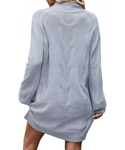 Women's Plaid Tweed Mock Neck Lantern Long Sleeve Dress Casual A Line Dresses Pure Grey $30.24 Dresses