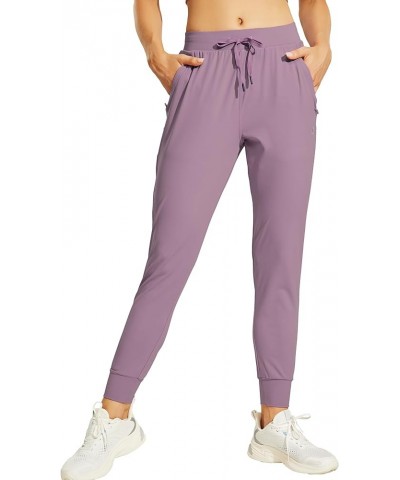 Women's Athletic Joggers Pants with Zipper Pockets Lightweight Workout Running Tapered Casual Pants for Lounge X-Large Lilac ...