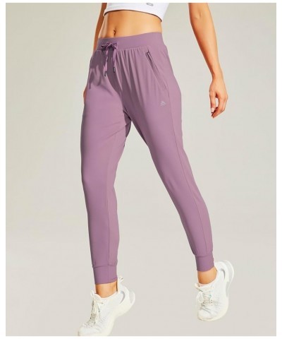 Women's Athletic Joggers Pants with Zipper Pockets Lightweight Workout Running Tapered Casual Pants for Lounge X-Large Lilac ...