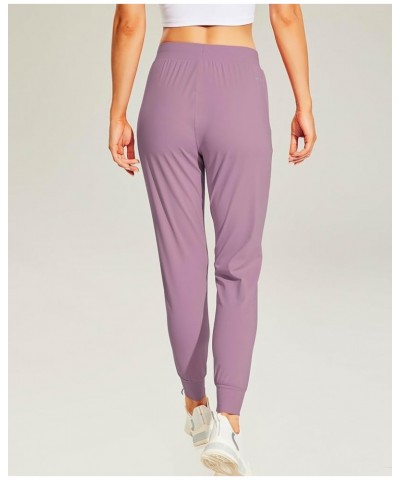 Women's Athletic Joggers Pants with Zipper Pockets Lightweight Workout Running Tapered Casual Pants for Lounge X-Large Lilac ...