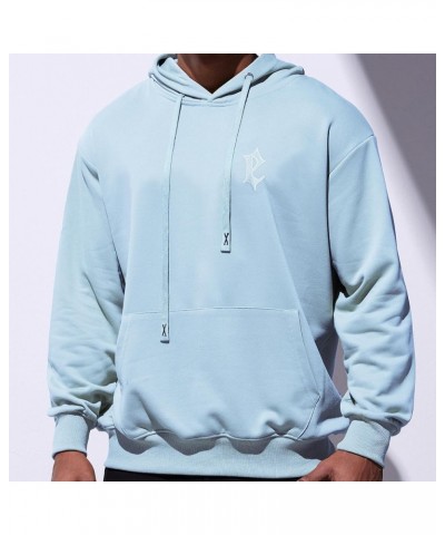 Unisexs Letter Graphic Print Hoodie Sweatshirt with Pocket Cotton Lightweight Hooded Sweatshirts for Men Women Light Blue $18...