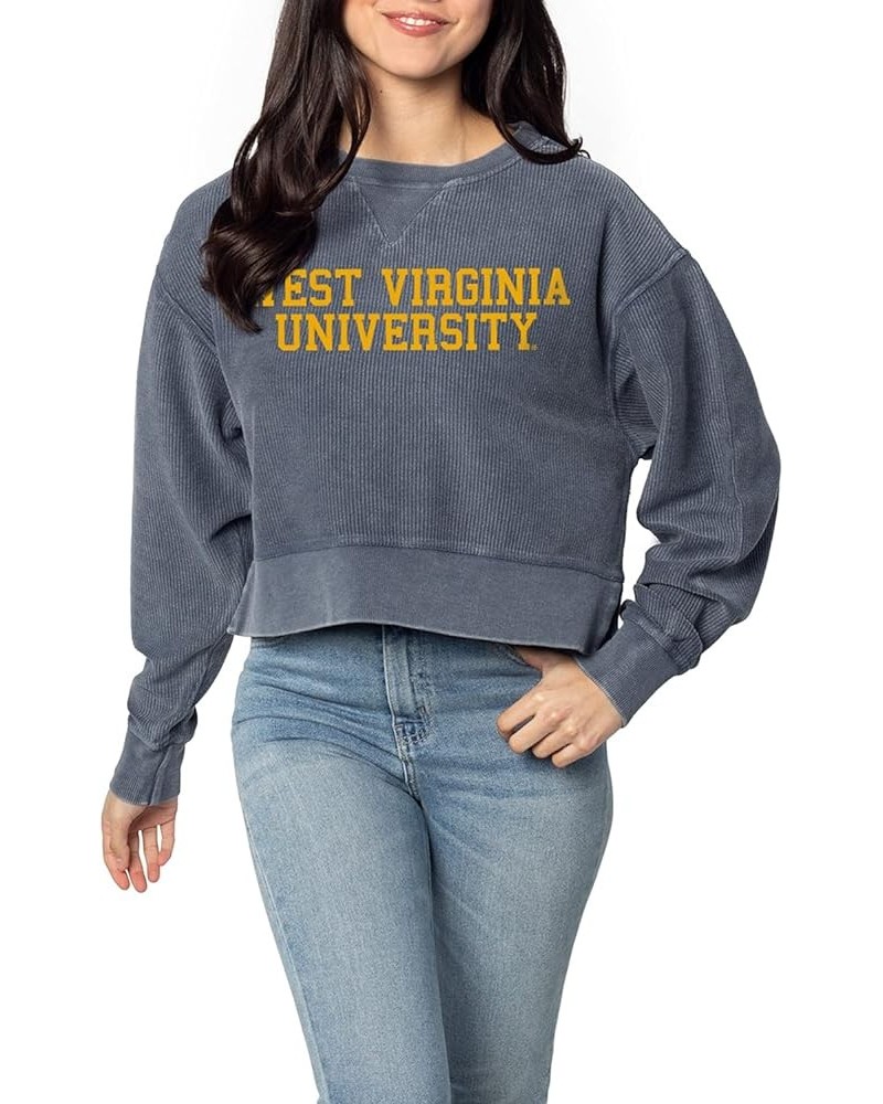 Women's Corded Boxy Pullover West Virginia Mountaineers Navy $9.98 Sweaters