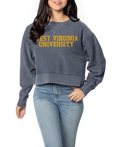 Women's Corded Boxy Pullover West Virginia Mountaineers Navy $9.98 Sweaters