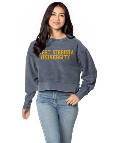 Women's Corded Boxy Pullover West Virginia Mountaineers Navy $9.98 Sweaters