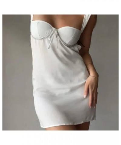 Women Sexy Bodycon Mini Dresses Y2K Cutout Backless Short Dress Spaghetti Strap V Neck Party Dress Clubwear Ad-white $10.61 D...