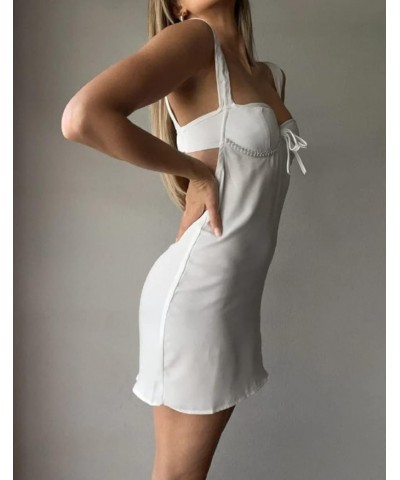 Women Sexy Bodycon Mini Dresses Y2K Cutout Backless Short Dress Spaghetti Strap V Neck Party Dress Clubwear Ad-white $10.61 D...