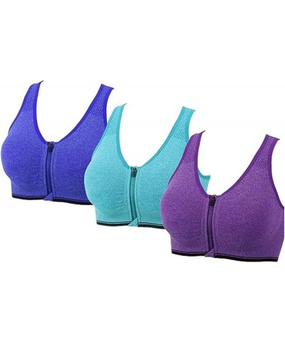 Lymphvity Detoxification and Shaping & Powerful Lifting Bra,Women's Zip Front Sports Bra C-3pcs $9.66 Lingerie