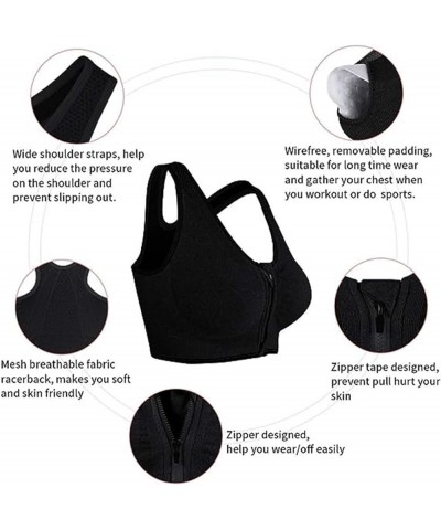 Lymphvity Detoxification and Shaping & Powerful Lifting Bra,Women's Zip Front Sports Bra C-3pcs $9.66 Lingerie