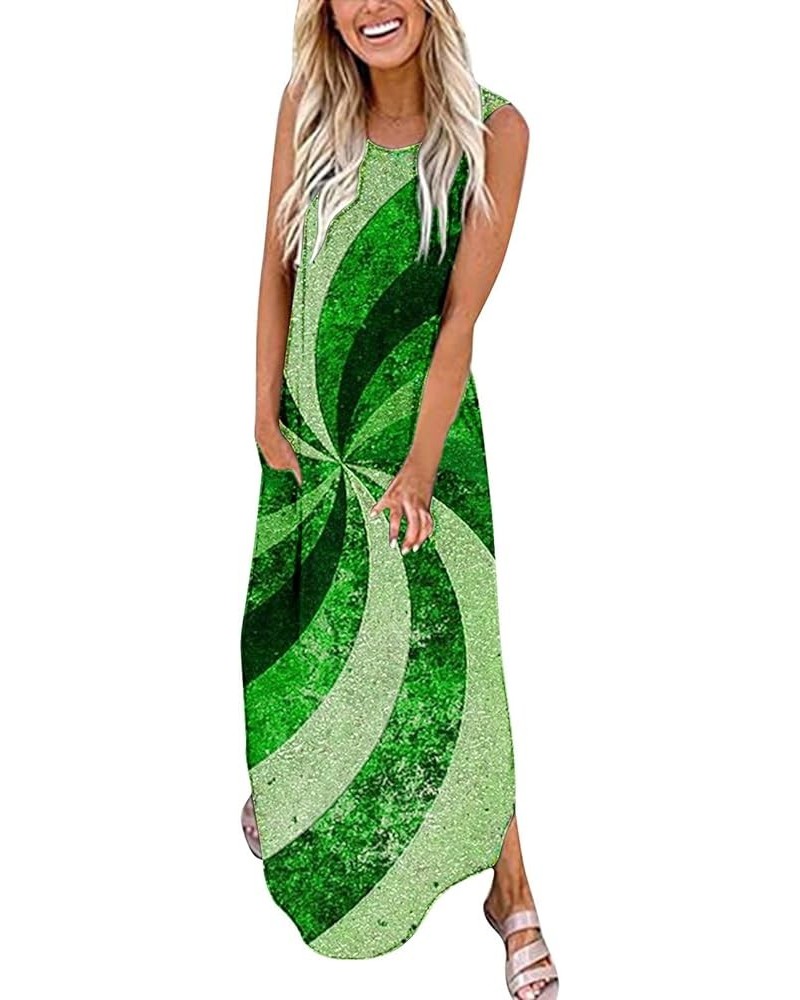 Women's Summer Dresses 2023 Casual Loose Sundress Wedding Guest Sleeveless Maxi Beach Plus Size Dress with Pockets A14-green ...