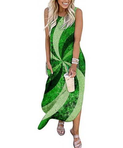 Women's Summer Dresses 2023 Casual Loose Sundress Wedding Guest Sleeveless Maxi Beach Plus Size Dress with Pockets A14-green ...