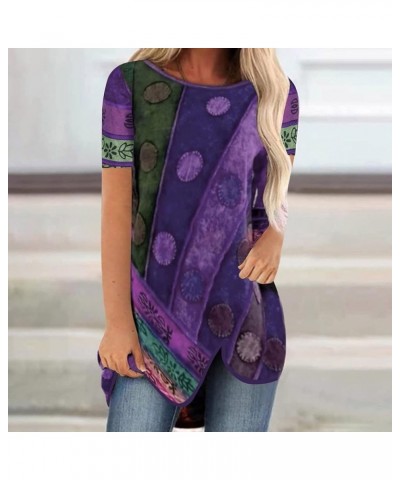 Casual Tops for Women Fashion Retro Abstract Face Print Long T-Shirt O Neck Long Sleeve Blouses Plus Size 07-purple $7.28 Tops