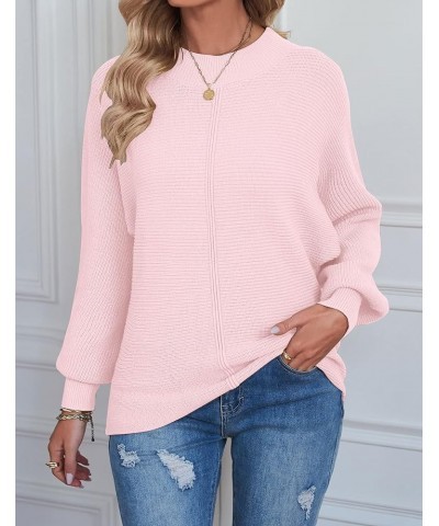 Women's Batwing Long Sleeve Crew Neck Pullover Sweater Soft Ribbed Knit Sweater Top Lightpink $26.09 Sweaters