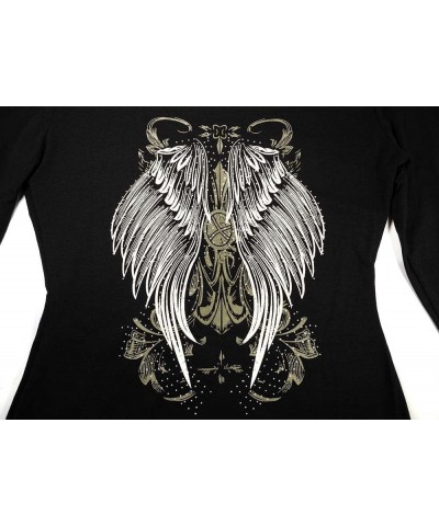 Women Gothic Zip Up Hoodie Y2k Graphic Long Sleeve Angel Wings Black $19.19 Hoodies & Sweatshirts