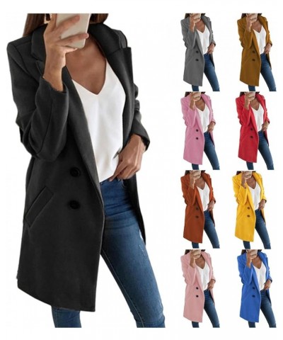 Women's Stylish Mid Length Artificial Wool Blend Trench Dressy Office Thick Warm Button Up Winter Jackets with Pockets 4XL Re...