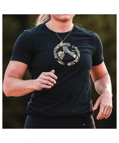 Women's Short Sleeve T-Shirt Woodland Camo Icon Black $11.22 T-Shirts