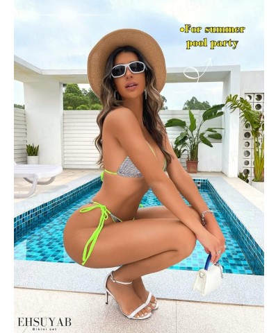 Pool Party Glitter Bikini, Neon Strap, Padded 2Pc Swimsuit Boudoir Shoot Neon Green-silver $16.00 Swimsuits