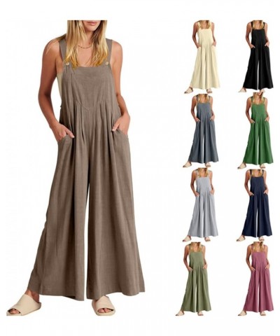 Casual Jumpsuits for Women Loose Sleeveless Baggy Overalls Wide Leg Bib Pants Adjustable Straps Romper with Pockets Black $8....