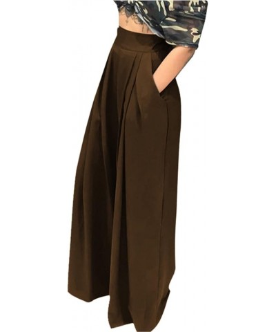 Women's Stretchy Wide Leg Palazzo Lounge Pants Casual Comfy High Waist Pajama Pants Coffee $15.18 Activewear