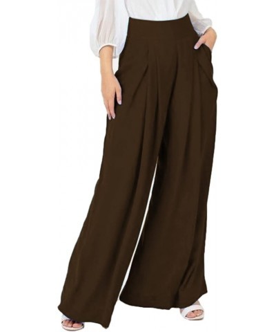 Women's Stretchy Wide Leg Palazzo Lounge Pants Casual Comfy High Waist Pajama Pants Coffee $15.18 Activewear