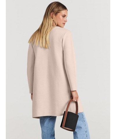 Women's Open Front Knit Cardigan Long Sleeve Lapel Casual Solid Classy Sweater Jacket Pink $22.55 Sweaters