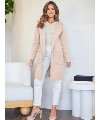 Women's Open Front Knit Cardigan Long Sleeve Lapel Casual Solid Classy Sweater Jacket Pink $22.55 Sweaters