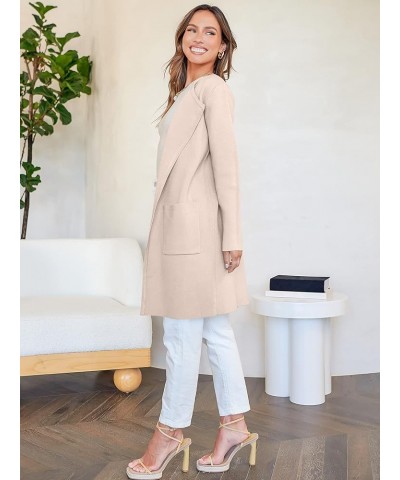 Women's Open Front Knit Cardigan Long Sleeve Lapel Casual Solid Classy Sweater Jacket Pink $22.55 Sweaters