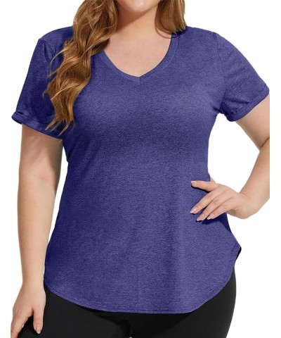 Plus Size Workout Tops for Women T Shirts Loose Fit V Neck Clothing Yoga Casual Summer Blue $14.00 Activewear