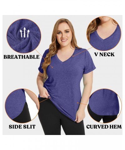 Plus Size Workout Tops for Women T Shirts Loose Fit V Neck Clothing Yoga Casual Summer Blue $14.00 Activewear