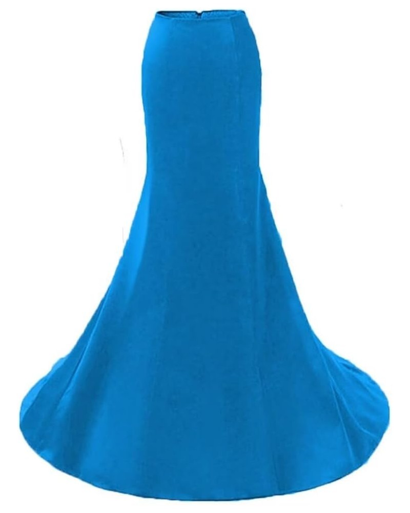 Women's Long Maxi High Waist Mermaid Satin Skirt for Wedding Evening Prom Night Out Blue $29.99 Skirts