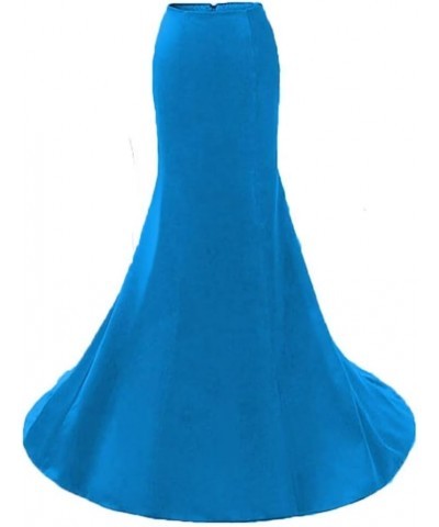 Women's Long Maxi High Waist Mermaid Satin Skirt for Wedding Evening Prom Night Out Blue $29.99 Skirts