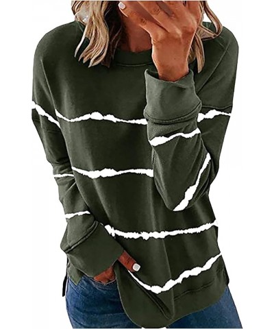 Oversized Sweatshirt For Women,Women'S Casual Striped Print Long Sleeve Shirt Pullover Loose Tops Blouse Trendy Shirt 1-green...