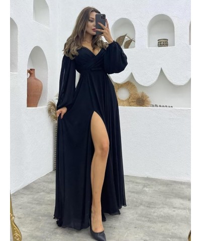 Long Sleeves Bridesmaid Dresses with Pockets for Wedding Chiffon Ruched Maxi Evening Party Dresses for Women Taupe $27.84 Dre...